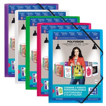 Chemise à 3 rabats à élastique A4 Elba Polyvision Modèle aléatoire - 1