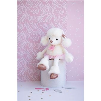 Doudou Histoire d'Ours Twist Roxane caniche 25 cm Blanc et Rose