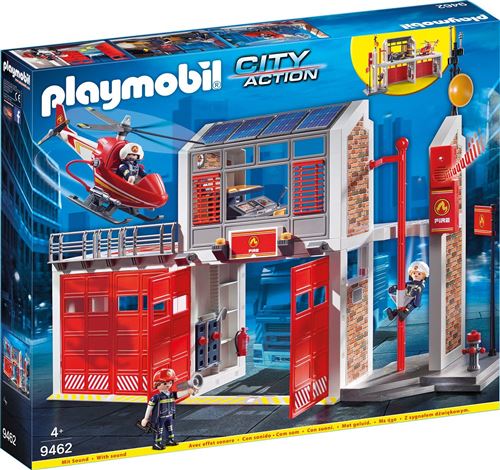 Playmobil City Action 9462 Caserne de pompiers avec hélicoptère