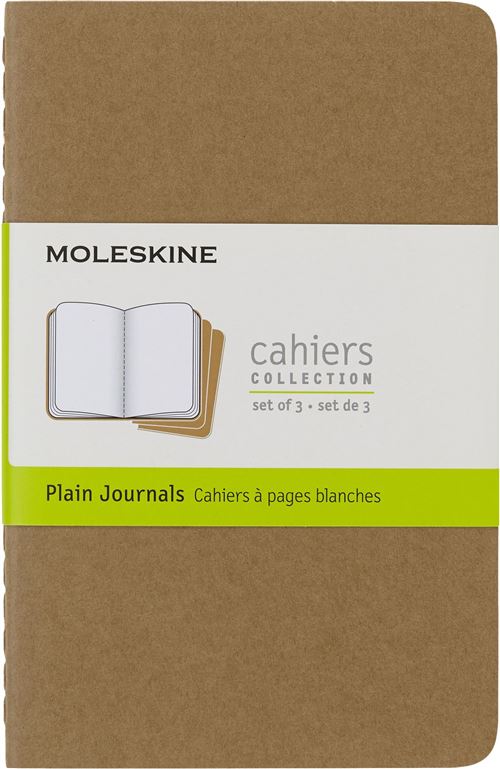 Set de 3 cahiers format de poche à pages blanches Moleskine Marron Kraft