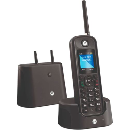 Motorola O201 DECT Schnurloses Telefon analog Freisprechen, Outdoor, wasserdicht, stoßfest Schwarz