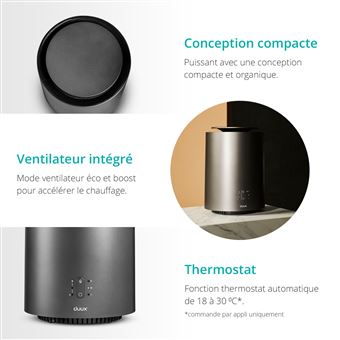 Duux Threesixty 2 - Chauffage Soufflant Connecté 1800W - Chauffage Céramique d'appoint - Thermostat via l'application - Blanc