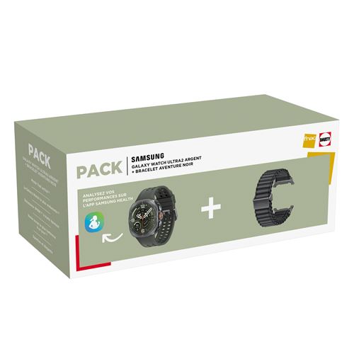 Pack Montre connectée Samsung Galaxy Watch Ultra 2 Argent Titane + Bracelet Noir