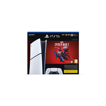 Console Sony PS5 Slim Edition digitale Blanc et Noir + Marvel's Spider-Man 2