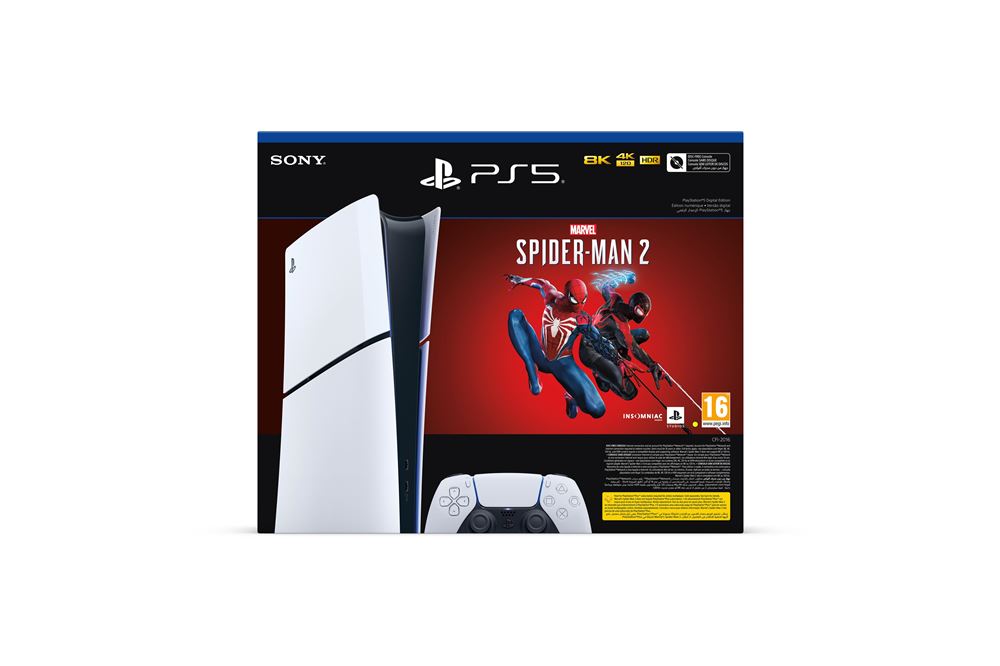 Console Sony PS5 Slim Edition digitale Blanc et Noir + Marvel's Spider ...