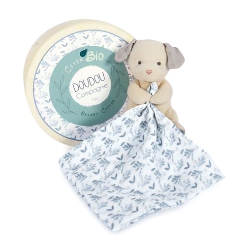 Animal en peluche Doudou et Compagnie Botanic Bio Chien Pm avec doudou Bleu