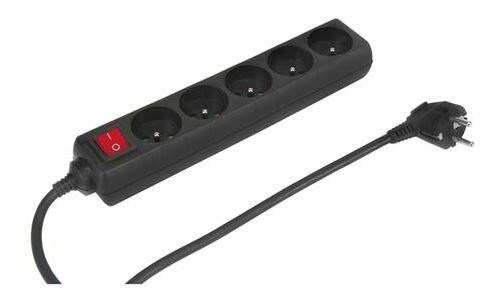 Multiprise Temium 5 prises et interrupteur 1,5 m Noir