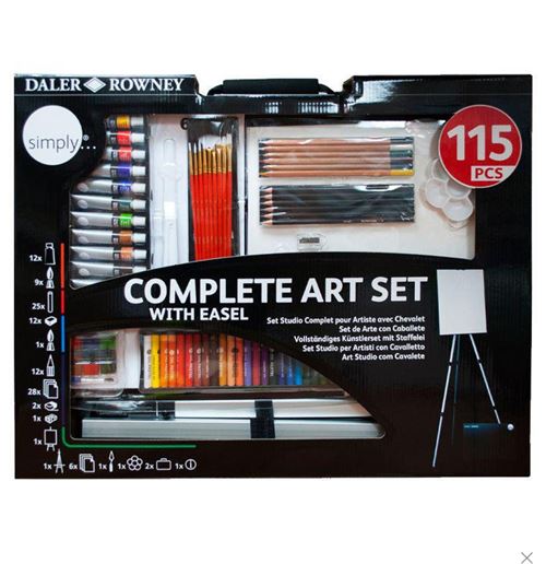 Daler Rowney Simply 115 Piece Art Set with Easel, none