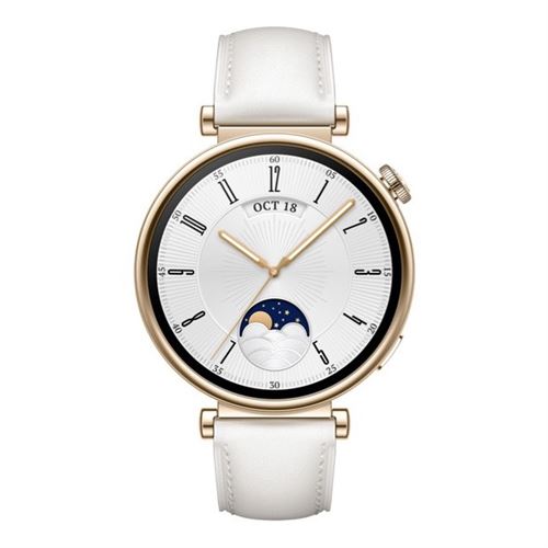 Montre connectée Huawei Watch GT 4 41 mm Classic bracelet en cuir Blanc