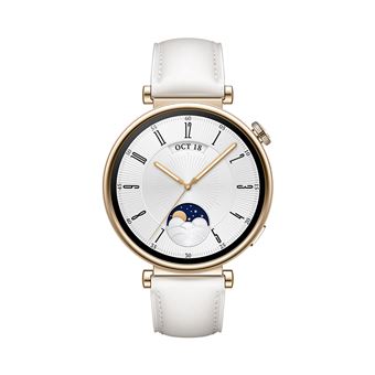 Montre connectée Huawei Watch GT 4 41 mm Classic bracelet en cuir Blanc