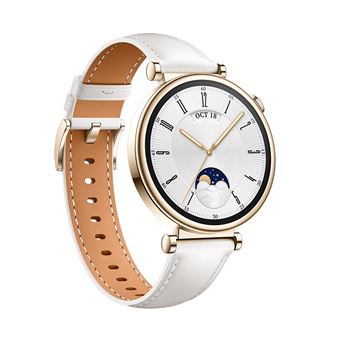 Montre connectée Huawei Watch GT 4 41 mm Classic bracelet en cuir Blanc