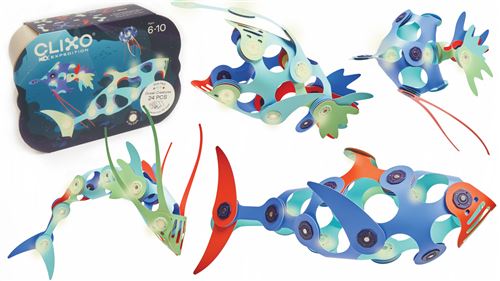 Gipsy Toys Ocean Creatures CLIXO - Jouet de construction magnétique phosphorescent - 24 pcs