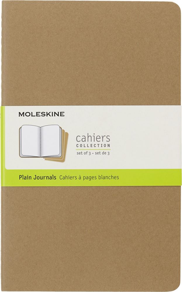 Set de 3 cahiers grand format à pages blanches Moleskine Marron Kraft