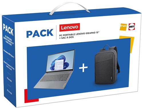 Pack PC portable Lenovo IdeaPad Slim 3 15ABR8 15,6 AMD Ryzen™ 5 16 Go RAM 512 Go SSD Gris + Sac à dos Noir