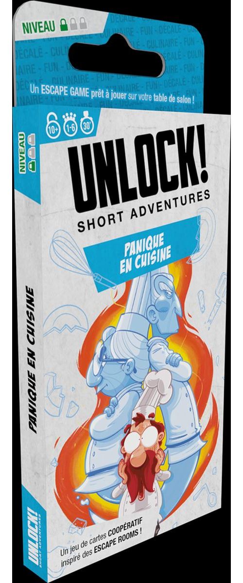 Boite de Jeu d'escape game Asmodee Unlock Short Adventure Panique en cuisine