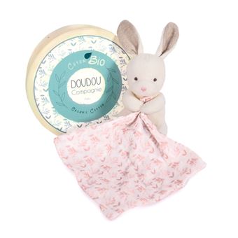 Animal en peluche Doudou et Compagnie Botanic Bio Lapin pm avec doudou Rose