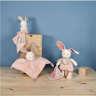 Animal en peluche Doudou et Compagnie Botanic Bio Lapin pm avec doudou Rose