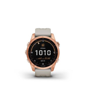 Montre connectée Garmin Fenix 7S Solar Rose Gold bracelet silicone Beige sable