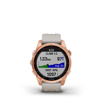 Montre connectée Garmin Fenix 7S Solar Rose Gold bracelet silicone Beige sable