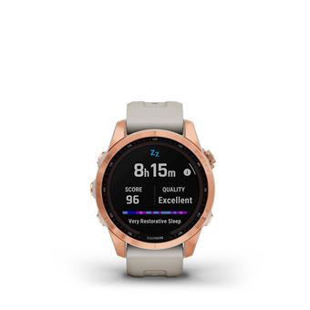 Montre connectée Garmin Fenix 7S Solar Rose Gold bracelet silicone Beige sable