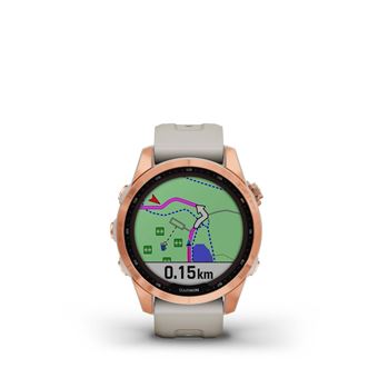 Montre connectée Garmin Fenix 7S Solar Rose Gold bracelet silicone Beige sable