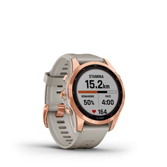 Montre connectée Garmin Fenix 7S Solar Rose Gold bracelet silicone Beige sable