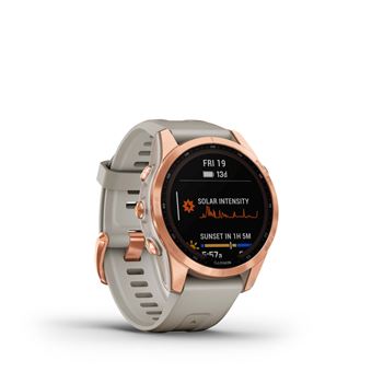 Montre connectée Garmin Fenix 7S Solar Rose Gold bracelet silicone Beige sable