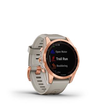 Montre connectée Garmin Fenix 7S Solar Rose Gold bracelet silicone Beige sable