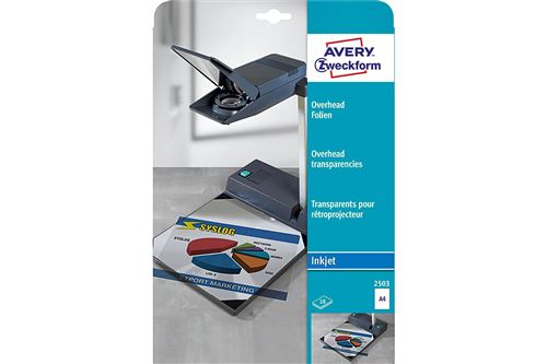 AVERY ZWECKFORM Lot de 3 15 films jet d'encre r&eacute;troprojecteur, A4, transparent