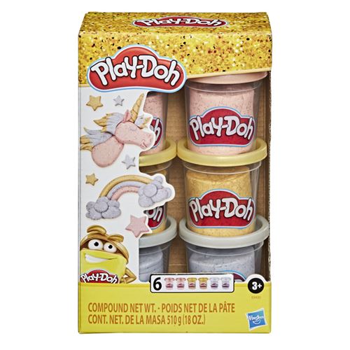 Pack de 6 pots Play Doh Pâte métallique