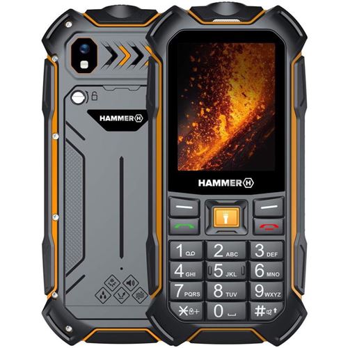 Téléphone portable renforcé Batterie 3500mAh Étanche IP68 Bouton SOS Hammer Noir / Orange