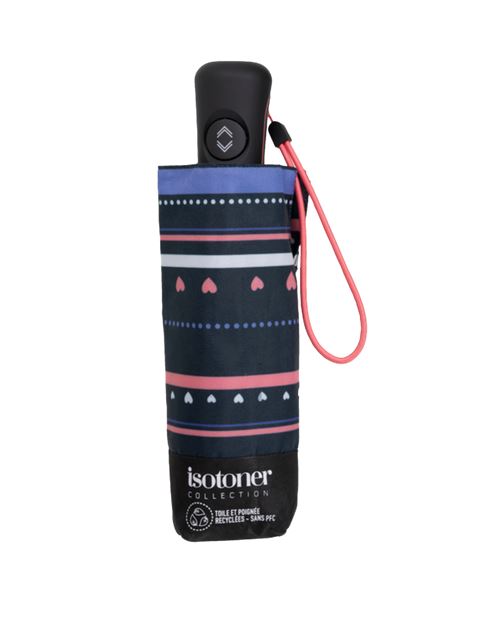 Isotoner Paraplu met 4 delen automatisch openen en sluiten Rayure Petit cœur