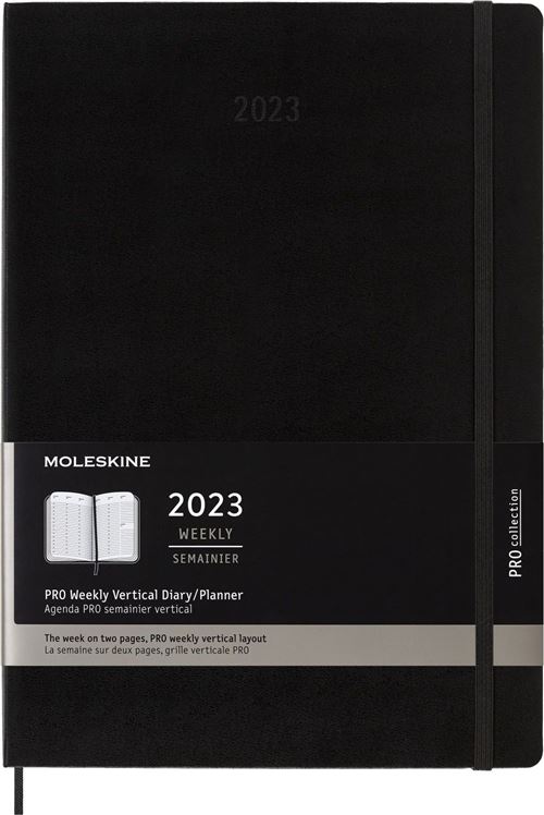 Agenda scolaire Moleskine 2022 2023 Semainier Pro Vertical A4 Rigide Noir