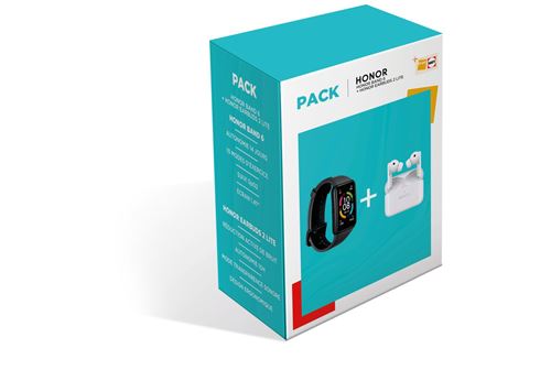 Pack Bracelet connecté Honor Band 6 Noir météorite + Ecouteurs sans fil Bluetooth Honor Earbuds2 Lit