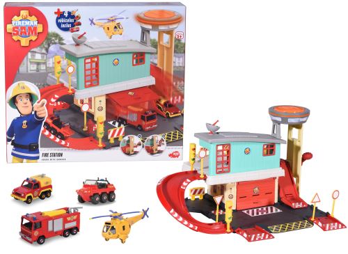 Centre de secours Dickie Sam le Pompier et 4 véhicules - Garage jouet - Achat & prix