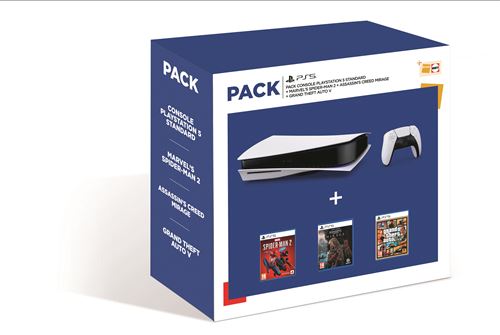 Sony Pack Fnac Console PS5 Standard + Marvel'S Spider-Man 2 + Assassin’S Creed Mirage + Gta V