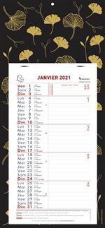 Calendrier mensuel Exacompta Ginkgo 2021 33 x 16 cm Noir