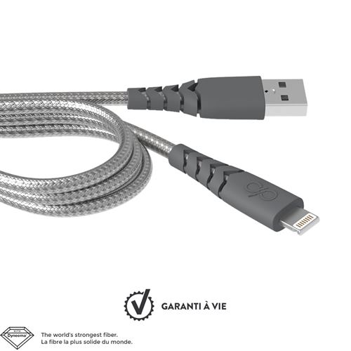 Câble de charge renforcé Lightning Force Power 1.2 m Gris