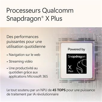 PC Hybride 2-en-1 Microsoft Surface Pro 12" Ecran Tactile Copilot+ PC Qualcomm® Snapdragon® X Plus 16 Go RAM 512 Go SSD Platine