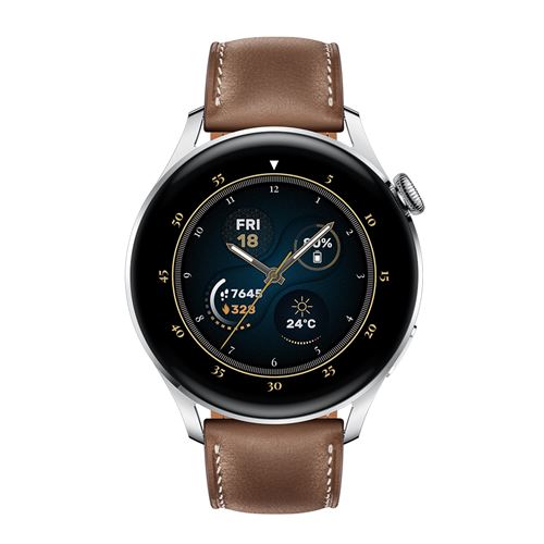 Montre connectée Huawei Watch 3 Classic bracelet en cuir Marron
