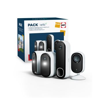 Pack Fnac 2 Caméras de surveillance Arlo Essential extérieure Blanc + 1 Caméra de surveillance Essential intérieure Blanc + 1 Sonnette vidéo sans fil HD Blanc