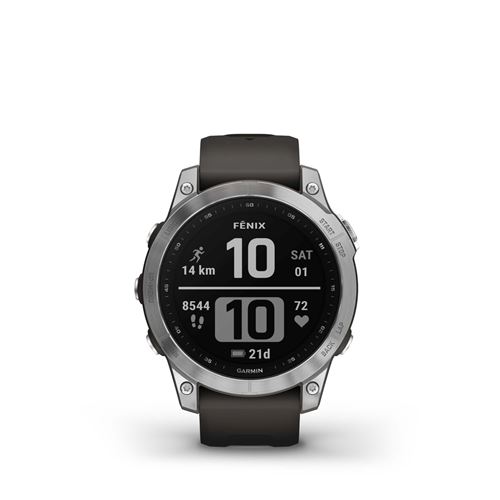 Montre connectée Garmin Fenix 7 Silver avec bracelet silicone Gris