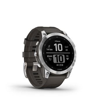 Montre connectée Garmin Fenix 7 Silver avec bracelet silicone Gris