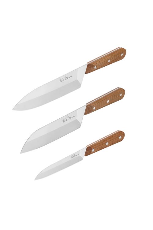 Couteau Tefal Collection Paul Bocuse Set De 3 Pièces K422S304 Bois Clair