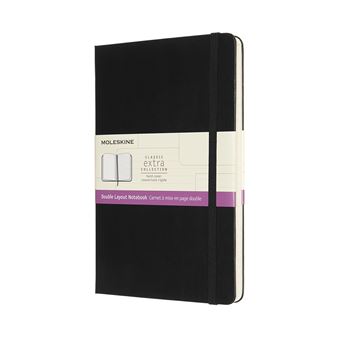 Carnet classique grand format ligné Moleskine à pages blanche couverture rigide Noir