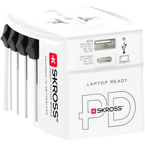 Adaptateur 15O PAYS + sortie USB + Sortie Type C 45 WATTS+ cables High Speed charging 160 CM
