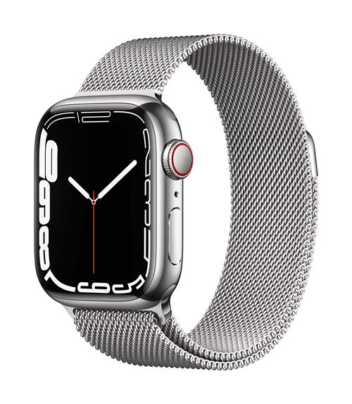 Apple Watch Series 7 GPS + Cellular, boîtier Acier Inoxydable Argent 41mm avec Boucle Milanaise Arge