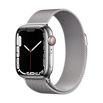 Apple Watch Series 7 GPS + Cellular, boîtier Acier Inoxydable Argent 41mm avec Boucle Milanaise Argent - 1