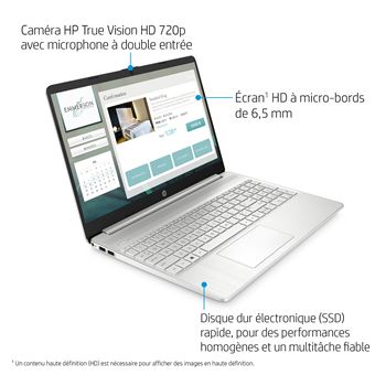 PC Portable HP Laptop 15s-eq2058nf 15.6" AMD Ryzen 7 16 Go RAM 512 Go SSD Argent naturel Reconditionné