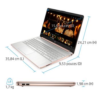 PC Portable HP Laptop 15s-eq2058nf 15.6" AMD Ryzen 7 16 Go RAM 512 Go SSD Argent naturel Reconditionné